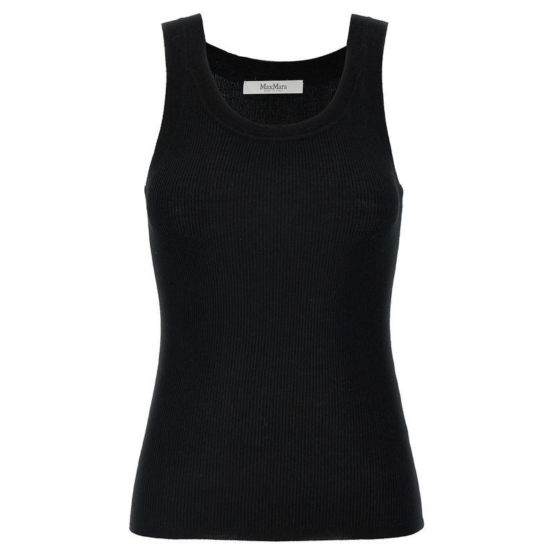 Max Mara Black Virgin Wool Sleeveles Women's T-Shirt
